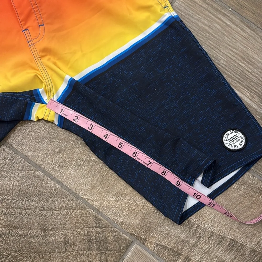 Ron Jon Boys Youth Size 25 Orange Sunset Colorblock Surf Board Shorts Swim